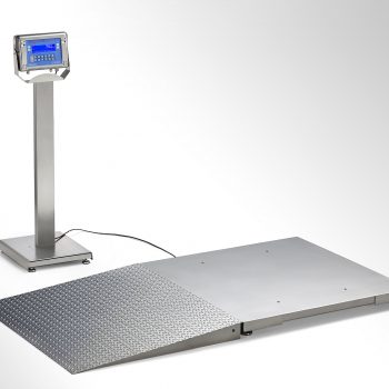 Industrial floor scale with standing scale attached
