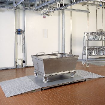 Industrial floor scales in operation
